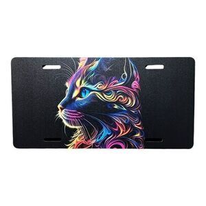 Colorful Cat License Plate Car Tag Metal‎ Aluminum Black New